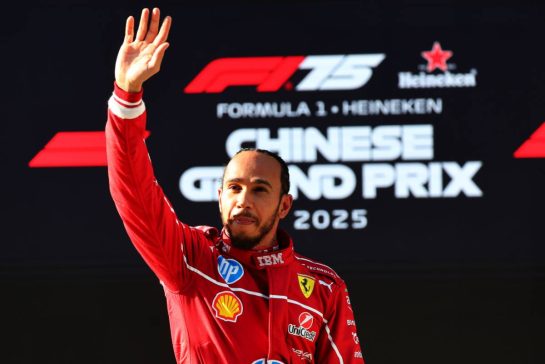 Lewis Hamilton (GBR) Ferrari celebrates his pole position in Sprint Qualifying parc ferme.
21.03.2025. Formula 1 World Championship, Rd 2, Chinese Grand Prix, Shanghai, China, Sprint Qualifying Day.
- www.xpbimages.com, EMail: requests@xpbimages.com © Copyright: Batchelor / XPB Images