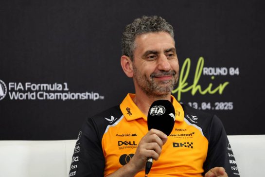 Andrea Stella (ITA) McLaren Team Principal in the FIA Press Conference.
11.04.2025. Formula 1 World Championship, Rd 4, Bahrain Grand Prix, Sakhir, Bahrain, Practice Day
- www.xpbimages.com, EMail: requests@xpbimages.com © Copyright: Bearne / XPB Images