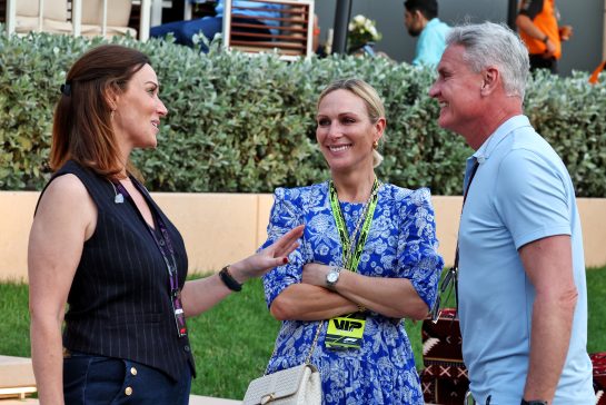 (L to R): Lee McKenzie (GBR) with Zara Tindall (GBR) Equestrian and David Coulthard (GBR) Channel 4 F1 Commentator.
12.04.2025. Formula 1 World Championship, Rd 4, Bahrain Grand Prix, Sakhir, Bahrain, Qualifying Day.
- www.xpbimages.com, EMail: requests@xpbimages.com © Copyright: Moy / XPB Images