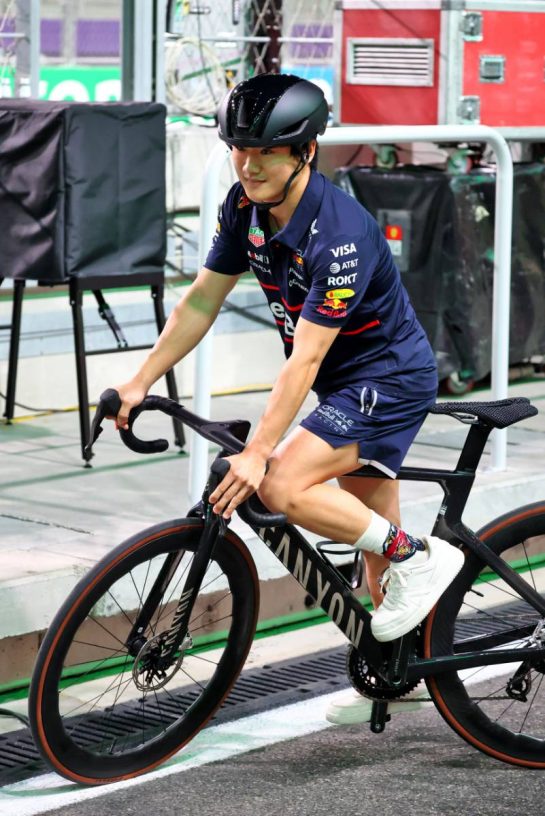 Yuki Tsunoda (JPN) Red Bull Racing rides the circuit.
17.04.2025. Formula 1 World Championship, Rd 5, Saudi Arabian Grand Prix, Jeddah, Saudi Arabia, Preparation Day.
- www.xpbimages.com, EMail: requests@xpbimages.com © Copyright: Batchelor / XPB Images