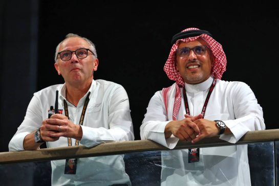 (L to R): Stefano Domenicali (ITA) Formula One President and CEO with Prince Khalid Bin Sultan Al Faisal (KSA) President of the Saudi Automobile and Motorcycle Federation.
19.04.2025. Formula 1 World Championship, Rd 5, Saudi Arabian Grand Prix, Jeddah, Saudi Arabia, Qualifying Day.
- www.xpbimages.com, EMail: requests@xpbimages.com © Copyright: Batchelor / XPB Images