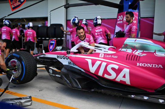 Racing Bulls VCARB 02 - Miami livery.
01.05.2025. Formula 1 World Championship, Rd 6, Miami Grand Prix, Miami, Florida, USA, Preparation Day.
- www.xpbimages.com, EMail: requests@xpbimages.com © Copyright: Price / XPB Images