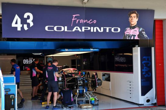 Alpine F1 Team A525 being built in the pit garage of Franco Colapinto (ARG) Alpine F1 Team.
15.05.2025. Formula 1 World Championship, Rd 7, Emilia Romagna Grand Prix, Imola, Italy, Preparation Day.
- www.xpbimages.com, EMail: requests@xpbimages.com © Copyright: Batchelor / XPB Images