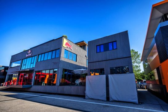 Red Bull Energy Station in the paddock.
15.05.2025. Formula 1 World Championship, Rd 7, Emilia Romagna Grand Prix, Imola, Italy, Preparation Day.
- www.xpbimages.com, EMail: requests@xpbimages.com © Copyright: Bearne / XPB Images