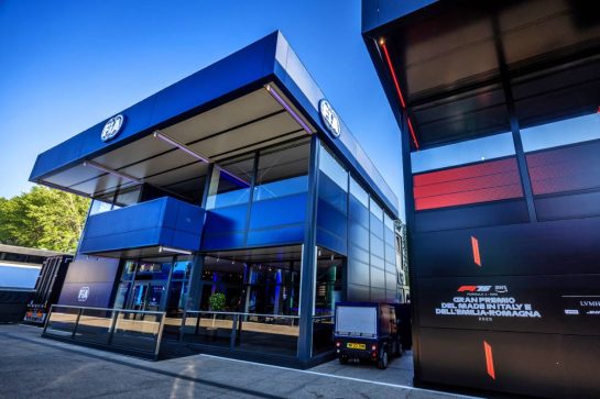 FIA motorhome in the paddock.
15.05.2025. Formula 1 World Championship, Rd 7, Emilia Romagna Grand Prix, Imola, Italy, Preparation Day.
- www.xpbimages.com, EMail: requests@xpbimages.com © Copyright: Bearne / XPB Images