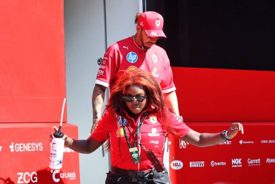Ella (ITA) Ferrari Press Officer with Lewis Hamilton (GBR) Ferrari.
15.05.2025. Formula 1 World Championship, Rd 7, Emilia Romagna Grand Prix, Imola, Italy, Preparation Day.
- www.xpbimages.com, EMail: requests@xpbimages.com © Copyright: Bearne / XPB Images