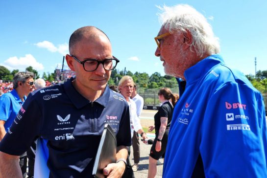 (L to R): David Sanchez (FRA) Alpine F1 Team Executive Technical Director with Flavio Briatore (ITA) Alpine F1 Team Executive Advisor on the grid.
18.05.2025. Formula 1 World Championship, Rd 7, Emilia Romagna Grand Prix, Imola, Italy, Race Day.
- www.xpbimages.com, EMail: requests@xpbimages.com © Copyright: Batchelor / XPB Images