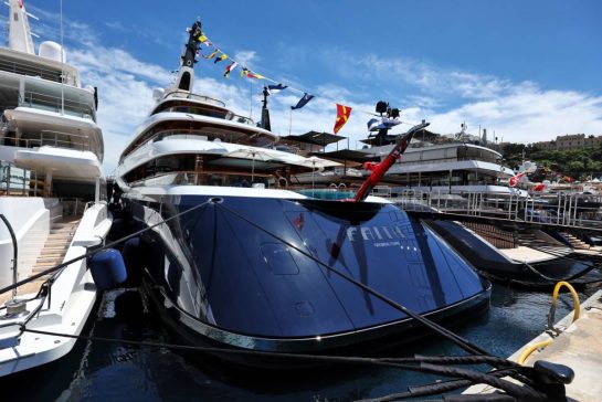 Faith - the boat of Lance Stroll (CDN) Aston Martin F1, in the Monaco Harbour.
22.05.2025. Formula 1 World Championship, Rd 8, Monaco Grand Prix, Monte Carlo, Monaco, Preparation Day.
- www.xpbimages.com, EMail: requests@xpbimages.com © Copyright: Moy / XPB Images