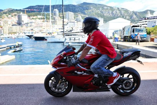 Lewis Hamilton (GBR) Ferrari on his motorbike.
23.05.2025. Formula 1 World Championship, Rd 8, Monaco Grand Prix, Monte Carlo, Monaco, Practice Day.
- www.xpbimages.com, EMail: requests@xpbimages.com © Copyright: Batchelor / XPB Images