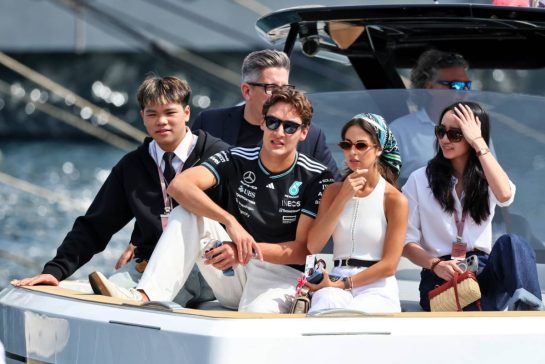 George Russell (GBR) Mercedes AMG F1 with his girlfriend Carmen Montero Mundt on a boat in the harbour.
24.05.2025. Formula 1 World Championship, Rd 8, Monaco Grand Prix, Monte Carlo, Monaco, Qualifying Day.
- www.xpbimages.com, EMail: requests@xpbimages.com © Copyright: Moy / XPB Images