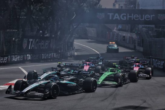 George Russell (GBR) Mercedes AMG F1 W16 at the start of the race.
25.05.2025. Formula 1 World Championship, Rd 8, Monaco Grand Prix, Monte Carlo, Monaco, Race Day.
- www.xpbimages.com, EMail: requests@xpbimages.com © Copyright: Charniaux / XPB Images