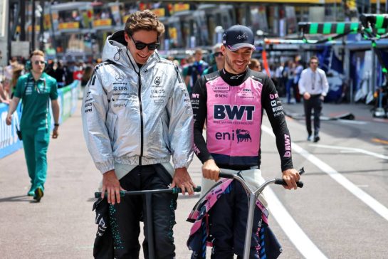 (L to R): George Russell (GBR) Mercedes AMG F1 with Pierre Gasly (FRA) Alpine F1 Team.
25.05.2025. Formula 1 World Championship, Rd 8, Monaco Grand Prix, Monte Carlo, Monaco, Race Day.
- www.xpbimages.com, EMail: requests@xpbimages.com © Copyright: Charniaux / XPB Images