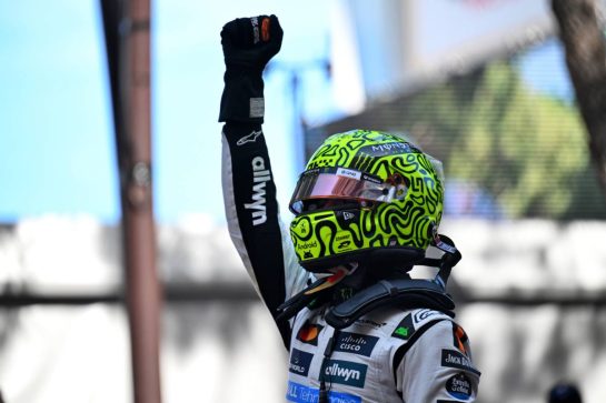 Race winner Lando Norris (GBR) McLaren celebrates in parc ferme.
25.05.2025. Formula 1 World Championship, Rd 8, Monaco Grand Prix, Monte Carlo, Monaco, Race Day.
- www.xpbimages.com, EMail: requests@xpbimages.com © Copyright: Price / XPB Images