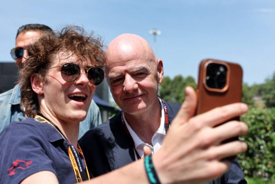 Gianni Infantino (SUI) / (ITA) FIFA President (Right).
01.06.2025. Formula 1 World Championship, Rd 9, Spanish Grand Prix, Barcelona, Spain, Race Day.
- www.xpbimages.com, EMail: requests@xpbimages.com © Copyright: Rew / XPB Images