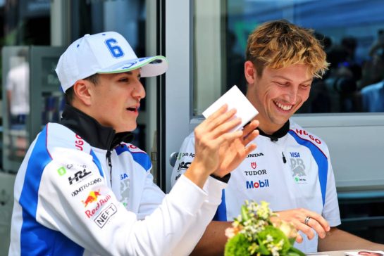 (L to R): Isack Hadjar (FRA) Racing Bulls with Liam Lawson (NZL) Racing Bulls.
12.06.2025. Formula 1 World Championship, Rd 10, Canadian Grand Prix, Montreal, Canada, Preparation Day.
- www.xpbimages.com, EMail: requests@xpbimages.com © Copyright: Batchelor / XPB Images
