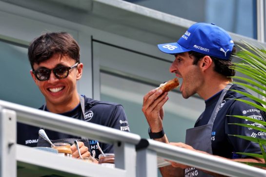 (L to R): Alexander Albon (THA) Atlassian Williams Racing with team mate Carlos Sainz (ESP) Atlassian Williams Racing.
12.06.2025. Formula 1 World Championship, Rd 10, Canadian Grand Prix, Montreal, Canada, Preparation Day.
- www.xpbimages.com, EMail: requests@xpbimages.com © Copyright: Rew / XPB Images
