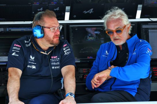 (L to R): Dave Greenwood (GBR) Alpine F1 Team Racing Director with Flavio Briatore (ITA) Alpine F1 Team Executive Advisor.
14.06.2025. Formula 1 World Championship, Rd 10, Canadian Grand Prix, Montreal, Canada, Qualifying Day.
- www.xpbimages.com, EMail: requests@xpbimages.com © Copyright: Batchelor / XPB Images