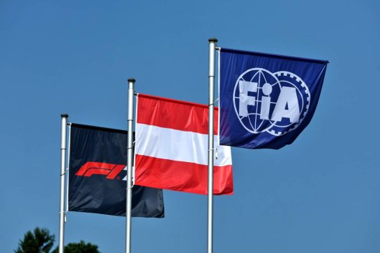 Circuit atmosphere - flags.
26.06.2025. Formula 1 World Championship, Rd 11, Austrian Grand Prix, Spielberg, Austria, Preparation Day.
- www.xpbimages.com, EMail: requests@xpbimages.com © Copyright: Moy / XPB Images