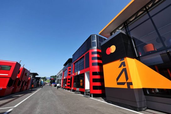 McLaren and Ferrari motorhomes in the paddock.
26.06.2025. Formula 1 World Championship, Rd 11, Austrian Grand Prix, Spielberg, Austria, Preparation Day.
- www.xpbimages.com, EMail: requests@xpbimages.com © Copyright: Moy / XPB Images
