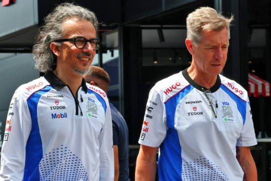 (L to R): Laurent Mekies (FRA) Racing Bulls Technical Director with Tim Goss (GBR) Racing Bulls Chief Technical Director.
26.06.2025. Formula 1 World Championship, Rd 11, Austrian Grand Prix, Spielberg, Austria, Preparation Day.
- www.xpbimages.com, EMail: requests@xpbimages.com © Copyright: Batchelor / XPB Images
