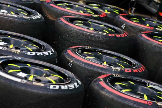Pirelli tyres in the paddock.
27.06.2025. Formula 1 World Championship, Rd 11, Austrian Grand Prix, Spielberg, Austria, Practice Day.
- www.xpbimages.com, EMail: requests@xpbimages.com © Copyright: Moy / XPB Images