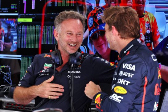 (L to R): Christian Horner (GBR) Red Bull Racing Team Principal with Max Verstappen (NLD) Red Bull Racing.
28.06.2025. Formula 1 World Championship, Rd 11, Austrian Grand Prix, Spielberg, Austria, Qualifying Day.
- www.xpbimages.com, EMail: requests@xpbimages.com © Copyright: Moy / XPB Images