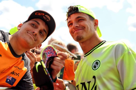 Lando Norris (GBR) McLaren with fans.
03.07.2025. Formula 1 World Championship, Rd 12, British Grand Prix, Silverstone, England, Preparation Day.
- www.xpbimages.com, EMail: requests@xpbimages.com © Copyright: Bearne / XPB Images