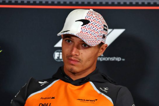Lando Norris (GBR) McLaren in the FIA Press Conference.
03.07.2025. Formula 1 World Championship, Rd 12, British Grand Prix, Silverstone, England, Preparation Day.
- www.xpbimages.com, EMail: requests@xpbimages.com © Copyright: Moy / XPB Images