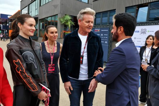 (L to R): Holly Anna Ramsay (GBR); Tana Ramsay (GBR) TV Broadcaster and Author; Gordon Ramsay (GBR) Celebrity Chef; and Mohammed Bin Sulayem (UAE) FIA President.
05.07.2025. Formula 1 World Championship, Rd 12, British Grand Prix, Silverstone, England, Qualifying Day.
- www.xpbimages.com, EMail: requests@xpbimages.com © Copyright: Moy / XPB Images