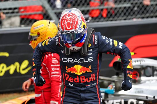 Max Verstappen (NLD) Red Bull Racing celebrates his pole position in qualifying parc ferme.
05.07.2025. Formula 1 World Championship, Rd 12, British Grand Prix, Silverstone, England, Qualifying Day.
- www.xpbimages.com, EMail: requests@xpbimages.com © Copyright: Batchelor / XPB Images