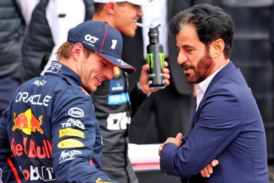 Mohammed Bin Sulayem (UAE) FIA President with pole sitter Max Verstappen (NLD) Red Bull Racing in qualifying parc ferme.
05.07.2025. Formula 1 World Championship, Rd 12, British Grand Prix, Silverstone, England, Qualifying Day.
- www.xpbimages.com, EMail: requests@xpbimages.com © Copyright: Batchelor / XPB Images