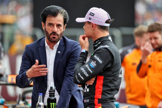 (L to R): Mohammed Bin Sulayem (UAE) FIA President with Lando Norris (GBR) McLaren in qualifying parc ferme.
05.07.2025. Formula 1 World Championship, Rd 12, British Grand Prix, Silverstone, England, Qualifying Day.
- www.xpbimages.com, EMail: requests@xpbimages.com © Copyright: Davenport / XPB Images