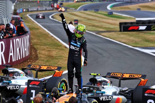 Race winner Lando Norris (GBR) McLaren celebrates in parc ferme.
06.07.2025. Formula 1 World Championship, Rd 12, British Grand Prix, Silverstone, England, Race Day.
- www.xpbimages.com, EMail: requests@xpbimages.com © Copyright: Batchelor / XPB Images