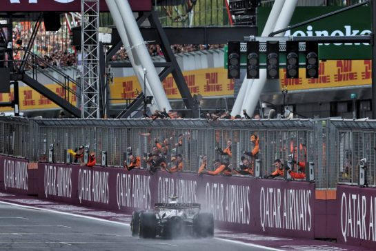 Race winner Lando Norris (GBR) McLaren MCL39 takes the chequered flag at the end of the race.
06.07.2025. Formula 1 World Championship, Rd 12, British Grand Prix, Silverstone, England, Race Day.
- www.xpbimages.com, EMail: requests@xpbimages.com © Copyright: Moy / XPB Images