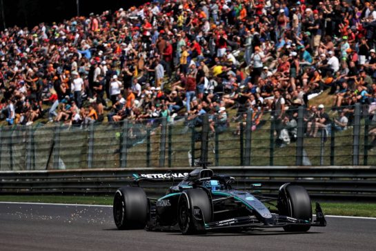 George Russell (GBR) Mercedes AMG F1 W16.
25.07.2025. Formula 1 World Championship, Rd 13, Belgian Grand Prix, Spa Francorchamps, Belgium, Sprint Qualifying Day.
- www.xpbimages.com, EMail: requests@xpbimages.com © Copyright: Bearne / XPB Images