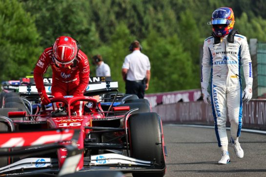 (L to R): Charles Leclerc (MON) Ferrari SF-25 and Carlos Sainz (ESP) Atlassian Williams Racing in Sprint qualifying parc ferme.
25.07.2025. Formula 1 World Championship, Rd 13, Belgian Grand Prix, Spa Francorchamps, Belgium, Sprint Qualifying Day.
- www.xpbimages.com, EMail: requests@xpbimages.com © Copyright: Batchelor / XPB Images
