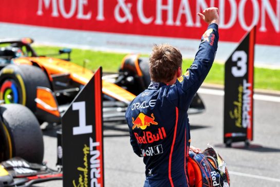 Sprint winner Max Verstappen (NLD) Red Bull Racing celebrates in parc ferme.
26.07.2025. Formula 1 World Championship, Rd 13, Belgian Grand Prix, Spa Francorchamps, Belgium, Sprint and Qualifying Day.
- www.xpbimages.com, EMail: requests@xpbimages.com © Copyright: Batchelor / XPB Images