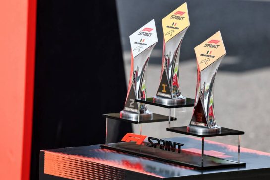 Circuit atmosphere - Sprint trophies in parc ferme.
26.07.2025. Formula 1 World Championship, Rd 13, Belgian Grand Prix, Spa Francorchamps, Belgium, Sprint and Qualifying Day.
- www.xpbimages.com, EMail: requests@xpbimages.com © Copyright: Batchelor / XPB Images