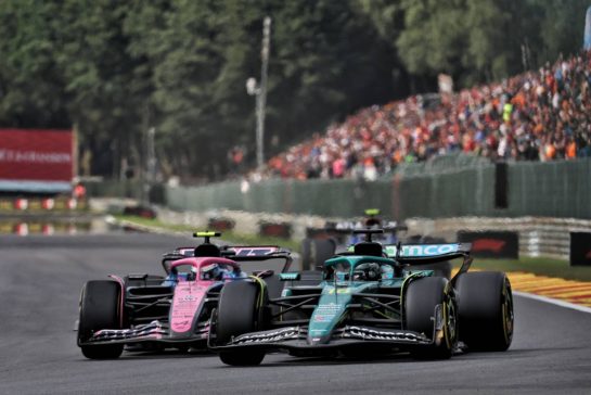 Franco Colapinto (ARG) Alpine F1 Team A525 and Lance Stroll (CDN) Aston Martin F1 Team AMR25 battle for position.
27.07.2025. Formula 1 World Championship, Rd 13, Belgian Grand Prix, Spa Francorchamps, Belgium, Race Day.
- www.xpbimages.com, EMail: requests@xpbimages.com © Copyright: Bearne / XPB Images