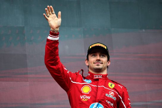 Charles Leclerc (MON) Ferrari celebrates his third position on the podium.
27.07.2025. Formula 1 World Championship, Rd 13, Belgian Grand Prix, Spa Francorchamps, Belgium, Race Day.
- www.xpbimages.com, EMail: requests@xpbimages.com © Copyright: Batchelor / XPB Images