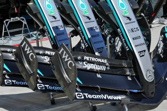 Mercedes AMG F1 W16 nosecones.
31.07.2025. Formula 1 World Championship, Rd 14, Hungarian Grand Prix, Budapest, Hungary, Preparation Day.
- www.xpbimages.com, EMail: requests@xpbimages.com © Copyright: Moy / XPB Images