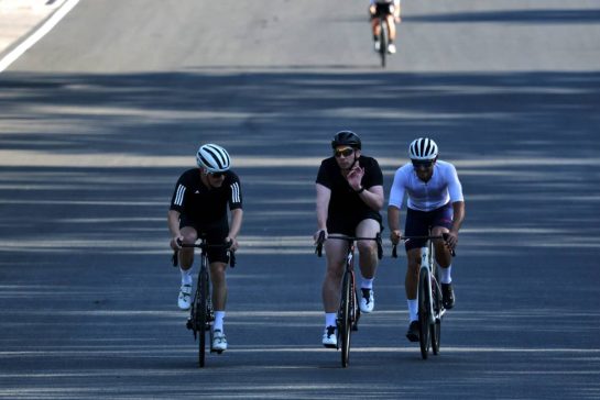 (L to R): Valtteri Bottas (FIN) Mercedes AMG F1 Reserve Driver rides the circuit with James Vowles (GBR) Atlassian Williams Racing Team Principal and Carlos Sainz (ESP) Atlassian Williams Racing.
31.07.2025. Formula 1 World Championship, Rd 14, Hungarian Grand Prix, Budapest, Hungary, Preparation Day.
- www.xpbimages.com, EMail: requests@xpbimages.com © Copyright: Moy / XPB Images