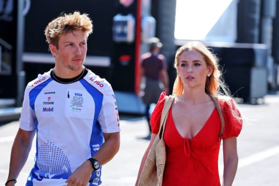(L to R): Liam Lawson (NZL) Racing Bulls with his girlfriend Hannah St. John (USA).
01.08.2025. Formula 1 World Championship, Rd 14, Hungarian Grand Prix, Budapest, Hungary, Practice Day.
- www.xpbimages.com, EMail: requests@xpbimages.com © Copyright: Moy / XPB Images