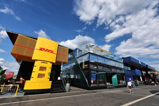 Circuit atmosphere - DHL motorhome in the paddock.
01.08.2025. Formula 1 World Championship, Rd 14, Hungarian Grand Prix, Budapest, Hungary, Practice Day.
- www.xpbimages.com, EMail: requests@xpbimages.com © Copyright: Moy / XPB Images