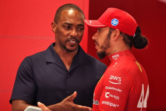 (L to R): Anthony Mackie (USA) Actor, Ferrari guest, with Lewis Hamilton (GBR) Ferrari.
02.08.2025. Formula 1 World Championship, Rd 14, Hungarian Grand Prix, Budapest, Hungary, Qualifying Day.
- www.xpbimages.com, EMail: requests@xpbimages.com © Copyright: Moy / XPB Images