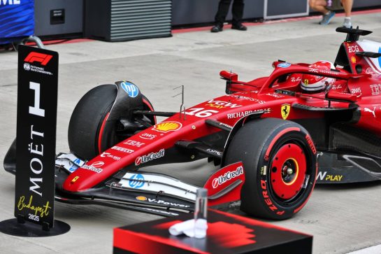 Pole sitter Charles Leclerc (MON) Ferrari SF-25 in qualifying parc ferme.
02.08.2025. Formula 1 World Championship, Rd 14, Hungarian Grand Prix, Budapest, Hungary, Qualifying Day.
- www.xpbimages.com, EMail: requests@xpbimages.com © Copyright: Batchelor / XPB Images