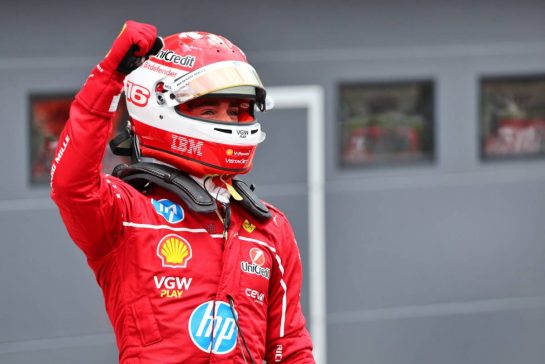 Charles Leclerc (MON) Ferrari celebrates his pole position in qualifying parc ferme.
02.08.2025. Formula 1 World Championship, Rd 14, Hungarian Grand Prix, Budapest, Hungary, Qualifying Day.
- www.xpbimages.com, EMail: requests@xpbimages.com © Copyright: Batchelor / XPB Images