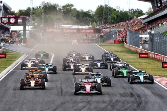 Charles Leclerc (MON) Ferrari SF-25 leads at the start of the race.
03.08.2025. Formula 1 World Championship, Rd 14, Hungarian Grand Prix, Budapest, Hungary, Race Day.
- www.xpbimages.com, EMail: requests@xpbimages.com © Copyright: Charniaux / XPB Images
