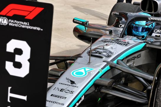 Third placed George Russell (GBR) Mercedes AMG F1 W16 in parc ferme.
03.08.2025. Formula 1 World Championship, Rd 14, Hungarian Grand Prix, Budapest, Hungary, Race Day.
- www.xpbimages.com, EMail: requests@xpbimages.com © Copyright: Batchelor / XPB Images