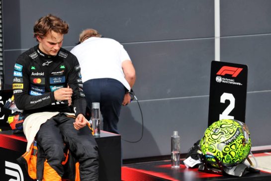 Second placed Oscar Piastri (AUS) McLaren in parc ferme.
03.08.2025. Formula 1 World Championship, Rd 14, Hungarian Grand Prix, Budapest, Hungary, Race Day.
- www.xpbimages.com, EMail: requests@xpbimages.com © Copyright: Bearne / XPB Images